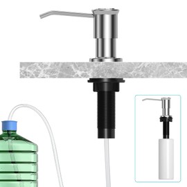 DAYONE Dispensador de Jabón para Fregadero de Cocina, Dispensador de Jabón de Acero Inoxidable con Bomba con Kit de Tubo de Extensión de 1.2 m, Dispensador de Loción para Platos, Cromo