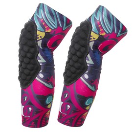 Jormino Knee Pads for Youth Kids, Compression Leg Sleeve for Boys & Girls, Padded Knee Sleeves for Wrestling, Basketball, Baseball 1 Pair Pink YXL