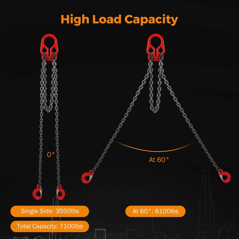 BEAMNOVA Lifting Chains with Adjuster Hooks, 3/8 Inch x 10