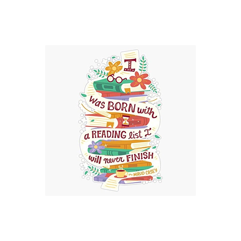 Reading list Bumper Sticker Vinyl Decal 5 inches