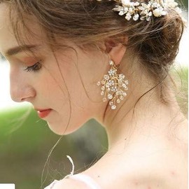 irismile Wedding Headdress Botanical Natural Hair Accessory Pearl Hair Ornaments Flower Wedding Bridal [Hair Recipes Included], Metal, No Gemstone