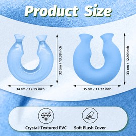 Reusable U-Shaped Hot Water Bottle with Soft Plush Cover – Dual Nozzle Neck Heat Pack for Women Men, Relieves Tension and Fatigue, Ideal for Winter, Bedtime, and Office Use (Blue)