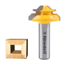 Newdeli 45 Degree Router Bit 1/2" Shank 45 Degree Lock Miter Router Bit 1/2 inch Stock Lock Miter Woodworking Tools for 90-Degree Tenon Joint Woodworking
