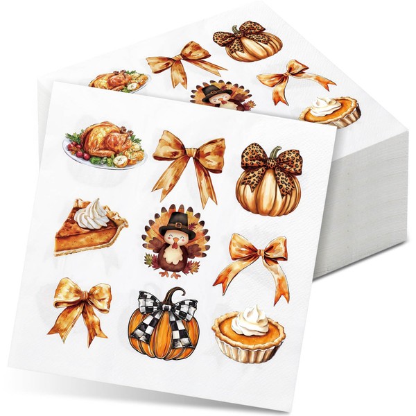TaoBary 100 Pcs Retro Thanksgiving Disposable Party Napkins Set Thanksgiving