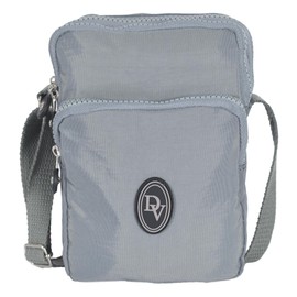 DV 9A Small Three Section Women’s Zipper Phone Crossbody Nylon Water Resistant Ladies Travel Bag (Grey)