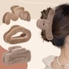 Yonchic 4-Piece Faux Fur Hair Clips, Different Shape Hair Claws
