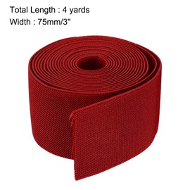 sourcing map Twill Wide Elastic Band Double-Side 75mm(3 inch) Flat 4 Yard Woven Elastic Band Knit Elastic Spool Heavy Stretch Strap Red for Sewing, Waistband
