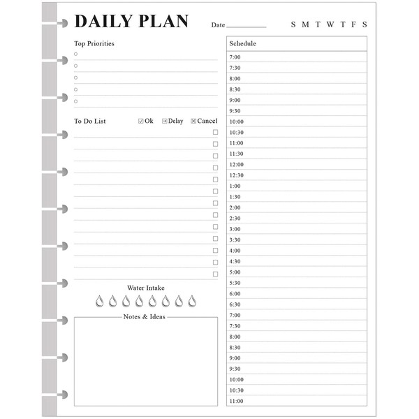 Yaridar Undated Daily Planner Refill - 11 Disc Discbound To