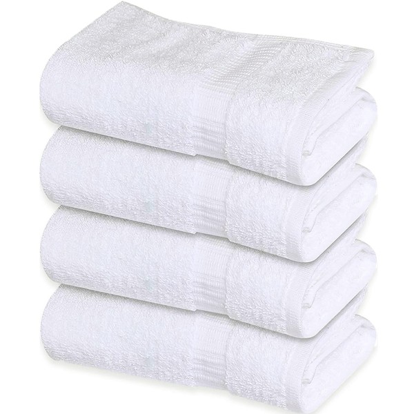 GOLD TEXTILES Premium White Hand Towels for Bathroom -100% Ring