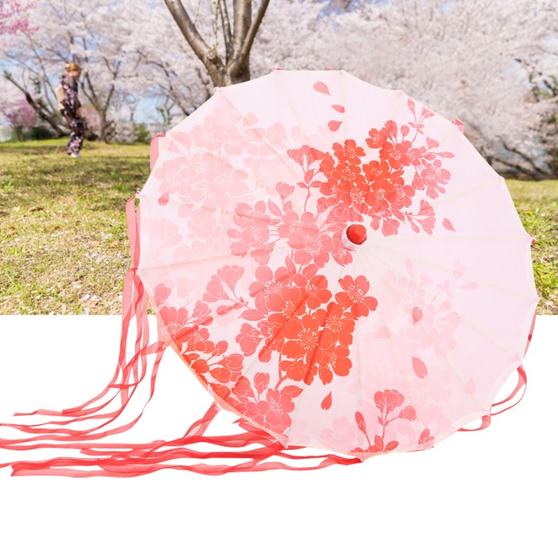 Silk Ribbon Umbrella Art Craft Decorative Photo Dance Perform Prop
