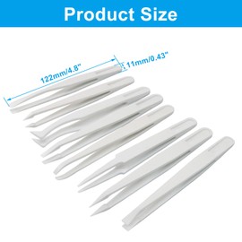 Bonsicoky 16 Pack Precision Plastic Tweezers, 4.5-4.8 Inch Anti-Static Tweezers Set with Curved and Straight Tips for Electronics Assembly, Watch Repair, Crafts Making (114-123mm, White)