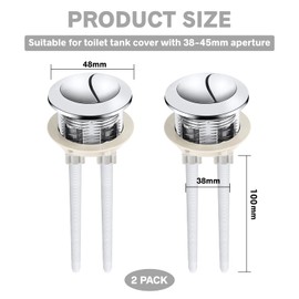 Toilet Push Button Flush Replacement, 2 Pack Dual Flush Toilet Push Button Round Head Toilet Flush Button Replacement Accessories for Bathroom Toilet Water Tank Repair