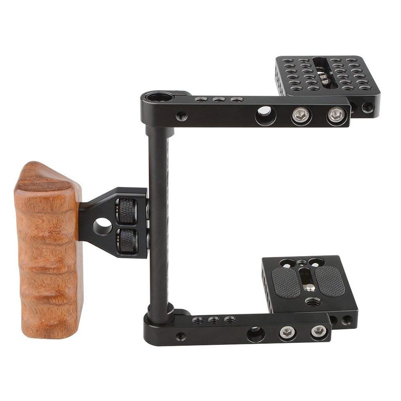 camvate DSLR Camera Cage Aluminum Alloy Wood Handle with Grip