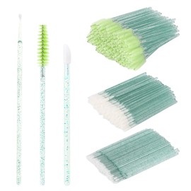 300 Pcs Spoolies Mascara Wands Lip Brushes Micro Swabs Applicator, Disposable Eyelash Brushes Lipstick Tester Makeup Applicator Tool Green