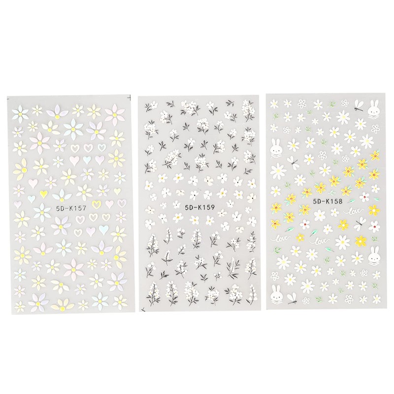 Pegatinas para Decoración de Uñas, 3 Unidades, Autoadhesivas, Flor de