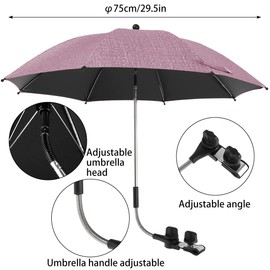 Jetclutch Baby Stroller Umbrella 360° UV Protection Universal Pram Parasol with Adjustable Clamp and Flexible Arm Waterproof Baby Carriages Umbrella for Pram Stroller Pushchair and Buggy