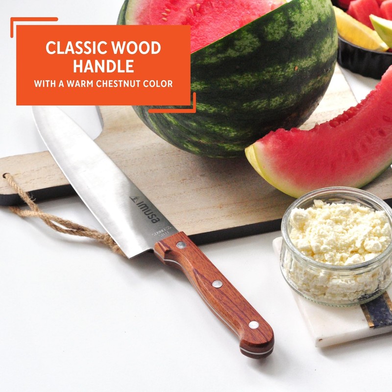 IMUSA 8in Stainless Steel Chef Knife with Wood Handle