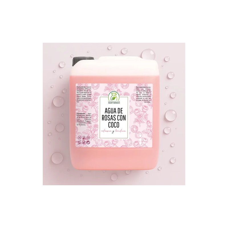 Agua De Rosas Con Coco Hidratante Facial 5 Litros Momento
