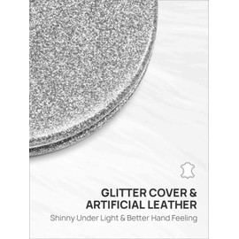 OMIRO 1X/10X(300R) Magnifying Compact Mirror with PU Leather, Ultra-Portable for Purses and Travel, Round Silver