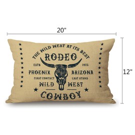 Solekla Vintage Rodeo Cowboy Cotton Linen Throw Lumbar Pillow Case Cushion Cover Home Office Decorative Rectangle 12 X 20 Inches