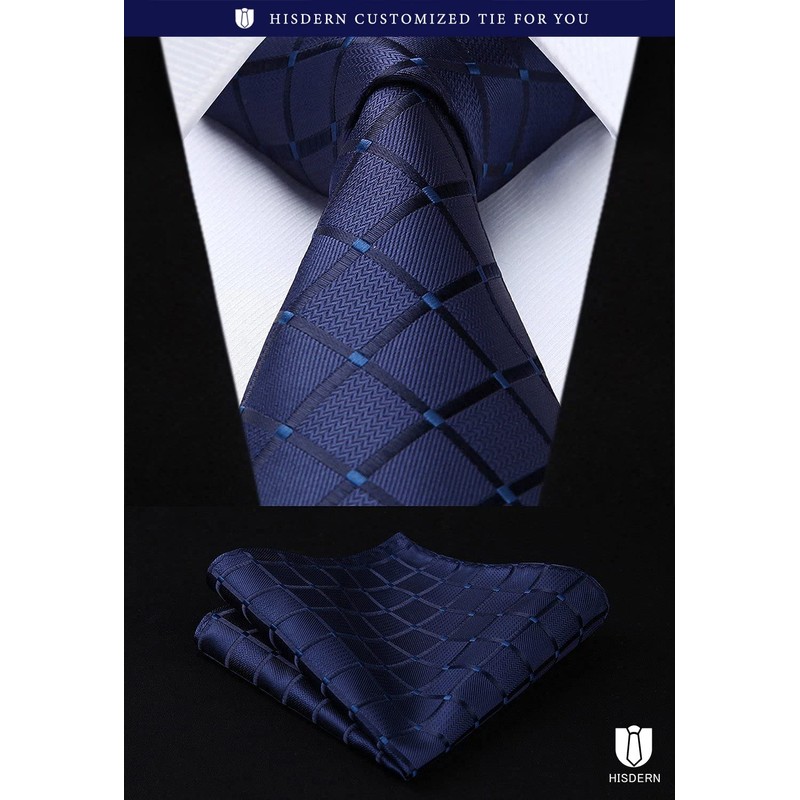 HISDERN TA3-01S Set of 3 Neckties and Pocket Squares, Luxury