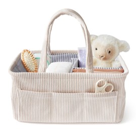 Itsy Bitsy Tot Diaper Caddy, Diaper Organizer or Storage, Nursery Storage and Car Organizer, A Baby Gift Registry, Baby Shower Must Haves Essential for Baby in Corduroy Material - BABY PINK COLOR