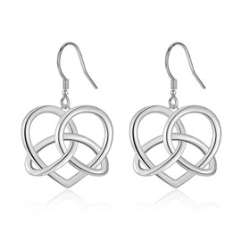 FAOMZQ Earrings Silver 925 Hanging Celtic Knot Heart Earrings Hanging Jewellery for Women Gold/Silver, Silver