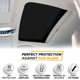 EcoNour Car Sunroof Sunshade Cover 2023 Updated | Car Window Screens for Camping with Sun Glare, UV Rays | Moonroof Cover with Breathable Mesh Sun Shade | Enhanced Magnetic Stripes (38x24 Inches)