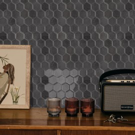 WalDecoo 10-Sheet Hexagon Peel and Stick Backsplash for Kitchen, New Upgrade Premium Extra Thicker Design 3D Self Adhesive Wall Tiles, Large Stick on Tiles for Kitchen and Bathroom (12" x 12")