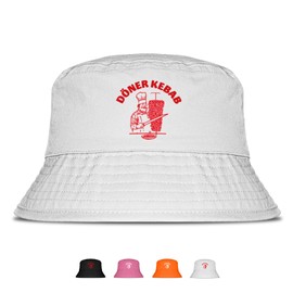 Doner Kebab - Funny Bucket Hat - The Perfect Sun Hat for Men & Women - Ideal as a Malle Outfit, Party Accessory & Festival Bucket Hat for the Beach, White, Unit size