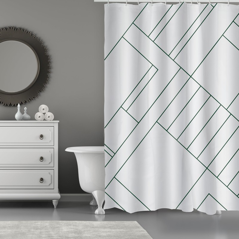 MSV Anti-Mould Shower Curtain - Anti-Bacterial, Washable, Waterproof, with 12