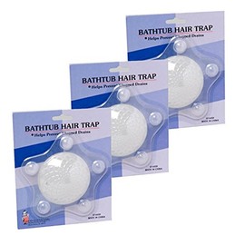 Set of 3 Clear Bathtub Hair Stoppers Trap Prevent Clogged Drains