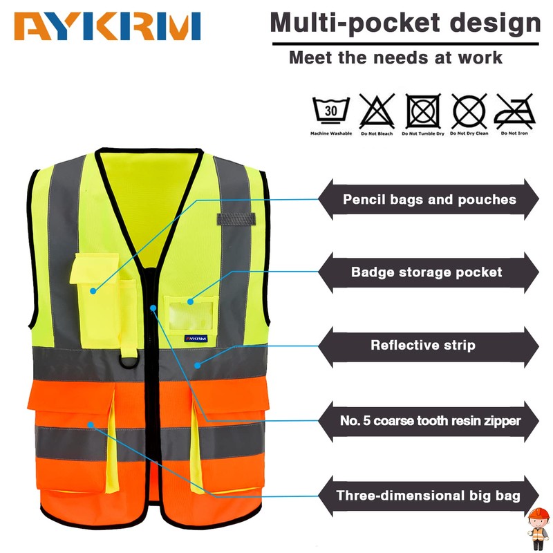 AYKRM 21 Colours Safety Vest Reflective Safety Vest with Reflective