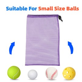 GSE Games & Sports Expert 18"x12" Purple Mesh Drawstring Bag for Baseballs, Softballs, Tennis, Pickleball Balls, Golf Balls. Mesh Sports Equipment Bag with Lock for Gym, Swim Gear, Laundry & Toys