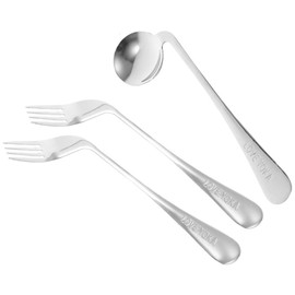 Adaptive Utensils Angled Cutlery Adaptive Forks and Spoons Stainless Steel Angled Fork and Spoon Self Feeding Eating Assist Tools for Tremors Limited or Weak Grasp Elderly