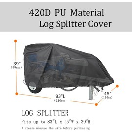 YHINGG Log Splitter Cover Waterproof 420D Oxford Cloth 83" x 45" x 39" Suitable for 15-45 ton Gas or Electric Log splitters Weather-Resistant Wood Splitter Cover (15-45 Ton - PU)