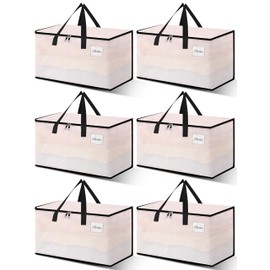 NATURELUX Heavy Duty Moving Bags - Extra Large Packing Bags and Storage Totes, Collapsible and Foldable Option for Moving and Storage, Clear, 125 L - 6 Pack