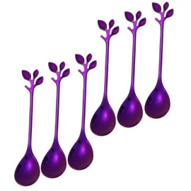 Turbokey Demitasse Espresso Spoon Set of 6 Specialty Stainless Steel Mirror Polishing Coffee Spoons Purple