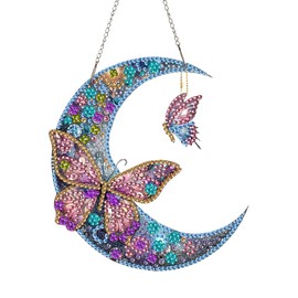 Cumnvulnt Diamond Painting, Moon Acrylic Window Decoration, DIY Crystal Painting Pendant with Material Bag, Art Pendant for Windows, Patio, Wall, Home and Garden