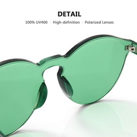 OLINOWL Rimless Sunglasses Oversized Colored Transparent Round Eyewear Retro Eyeglasses for Women Men