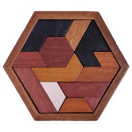 LMC Products Hexagon Wooden Puzzle Toy - Brain Teasers - Brain Teaser Puzzles for Adults and Kids