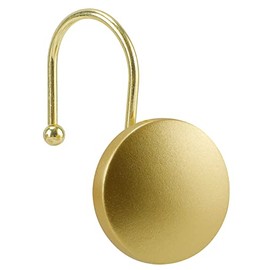 Ganchos decorativos para cortina de ducha, anillos de ducha de latón, estilo simple y moderno, diseño de botón redondo de espalda plana, dorado