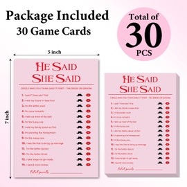 ZSHFMY Pink Bridal Shower Game Set, He Said She Said Game, Wedding Games Cards for Reception, Bridal Shower Games 30 Guests for Engagement Wedding Party - A005