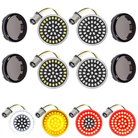 PBYMT 1157 Front Rear LED Turn Signals 1156 Bullet Turn Light Indicator 2 Inch Smoke Lens Cover Compatible for Harley Dyna Softail Touring Street Glide Road King 1986-2024