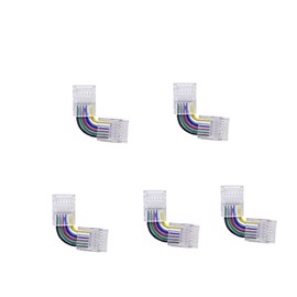 ENQIMAOYI - Tira de luces LED de 6 pines en forma de L, conector sin soldadura, RGBWW de 12 mm, ángulo recto, conexión sin soldadura, para SMD 5050 RGBCCT