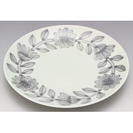 Hasamiyama Nishiyama Plate, 7.1 inches (18 cm), Daisy, Gray