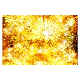 Healing Art TSUKASA Good Luck Goods Feng Shui Item Work Luck Business Luck Rising Luck Golden Fireworks Painting CG Art (Golden Fireworks, A4 Size)