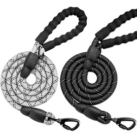 BARKBAY Dog leashes for Large Dogs Rope Leash Heavy Duty Dog Leash with Comfortable Padded Handle and Highly Reflective Threads 5 FT for Small Medium Large Dogs