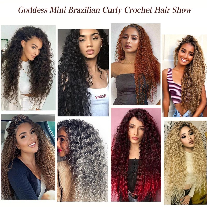 Pre Looped Micro Curly Crochet Hair 18 Inch 8 Packs