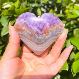 2in+ Mexican Amethyst Crazy Lace Agate Crystal Heart Carving Mineral Specimens